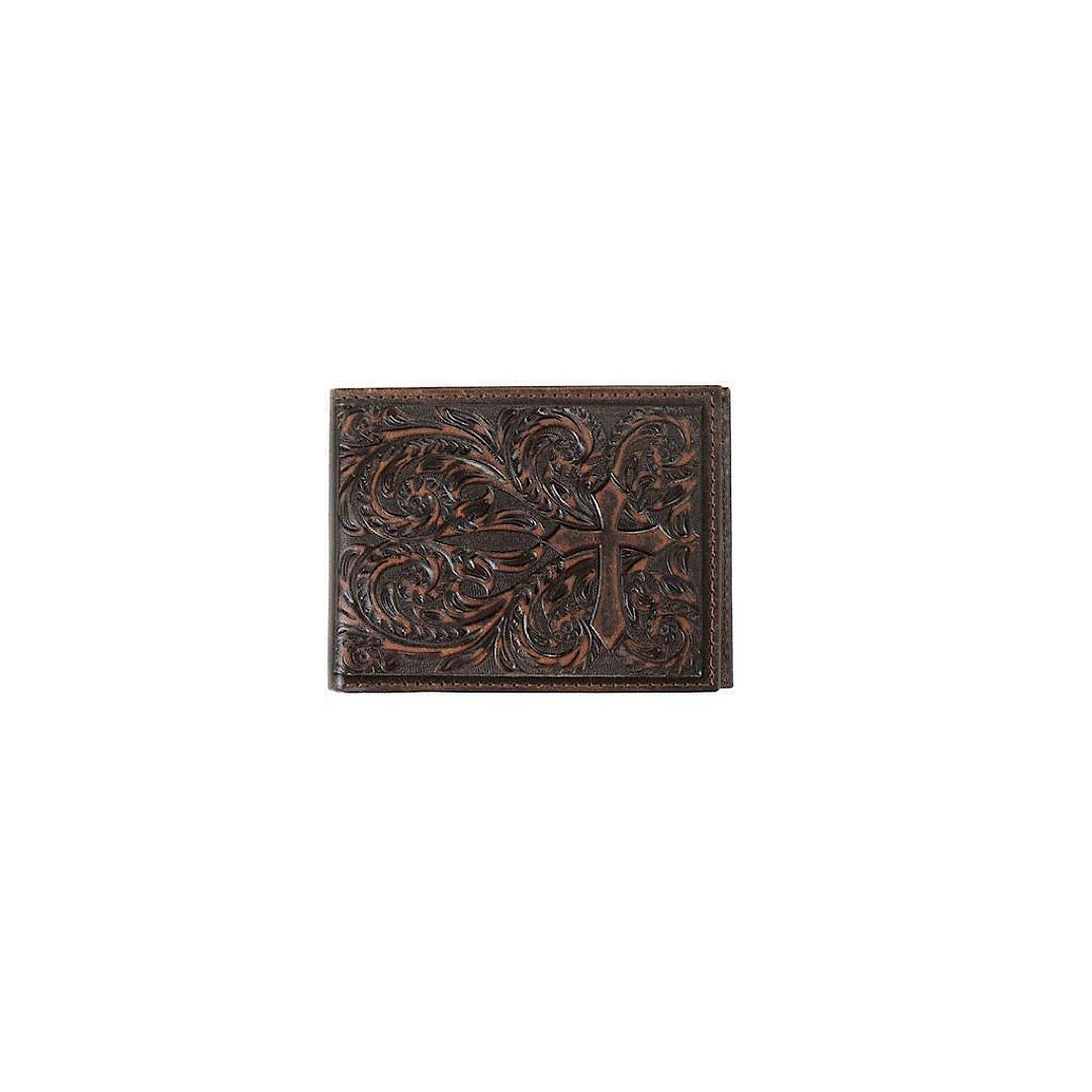 Nocona - Brown Cross Pattern Men’s Passcase Bifold Wallet N5417344