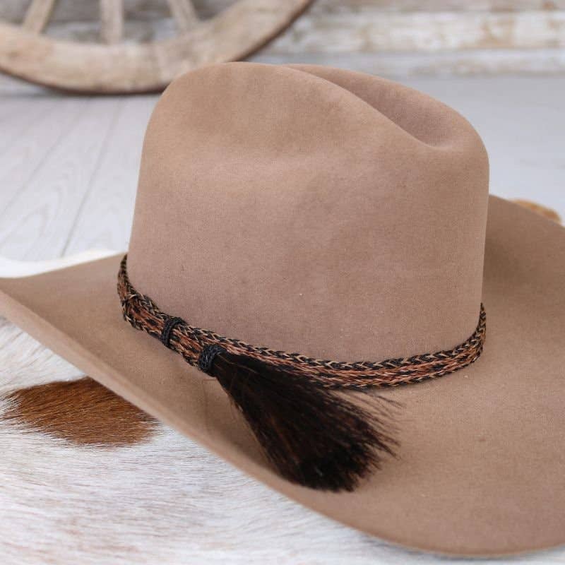 Horsehair Braided Single Tassel Hat Band - Sundown