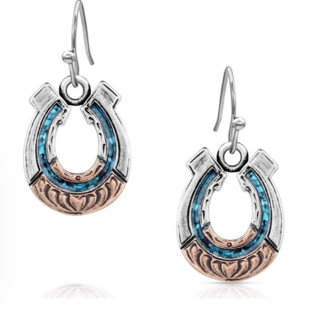 Inner Turquioise Horseshoe Earrings