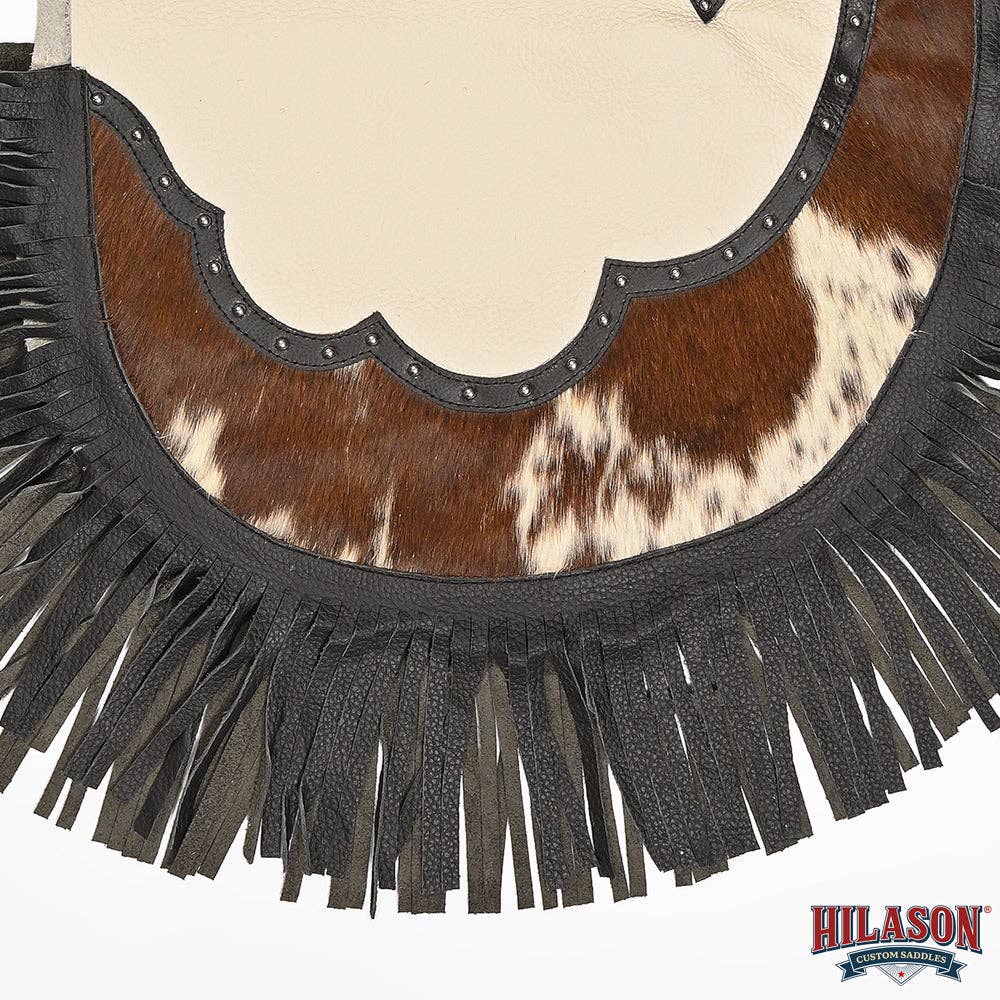 HILASON Bull Riding Chinks Rodeo Bronc Smooth Leather White Adult Handmade Chaps Western for Adults Hand Tooled