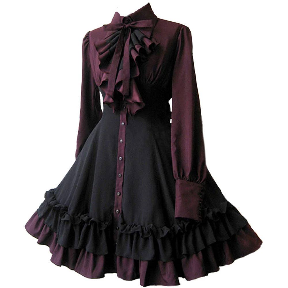 Ladies Dress, Gothic Bow Dress Renaissance Steam Punk