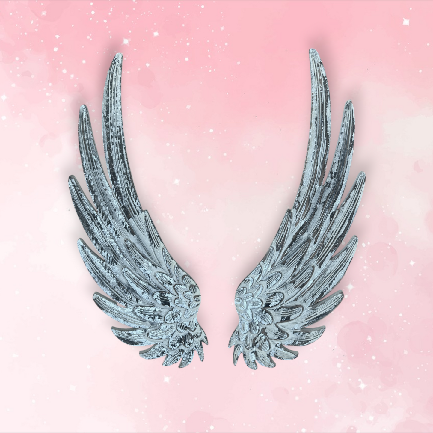 Raphael Angel Wings-Distressed White Carved Wood Wall Decor