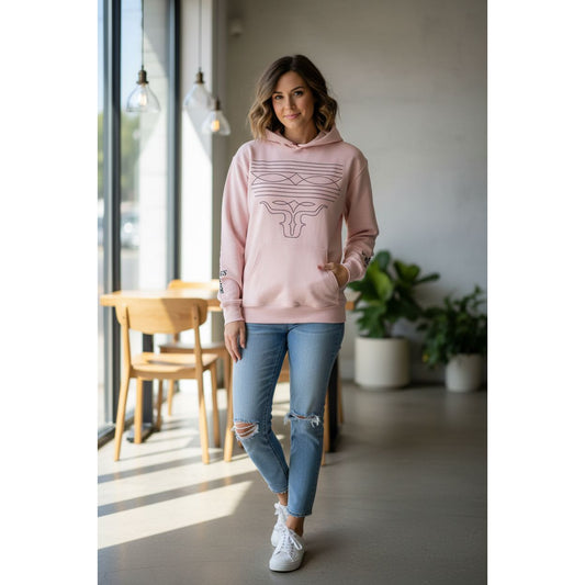 Ranch Rags Boot Stitching Design Hoodie, no String