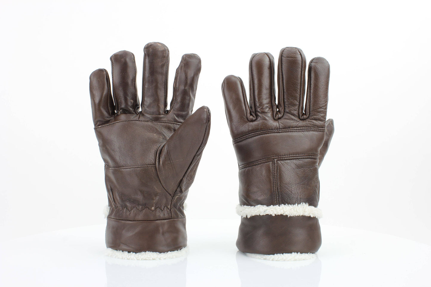 Sheepskin Leather Gloves with White Sherpa Lining ABGL102SH