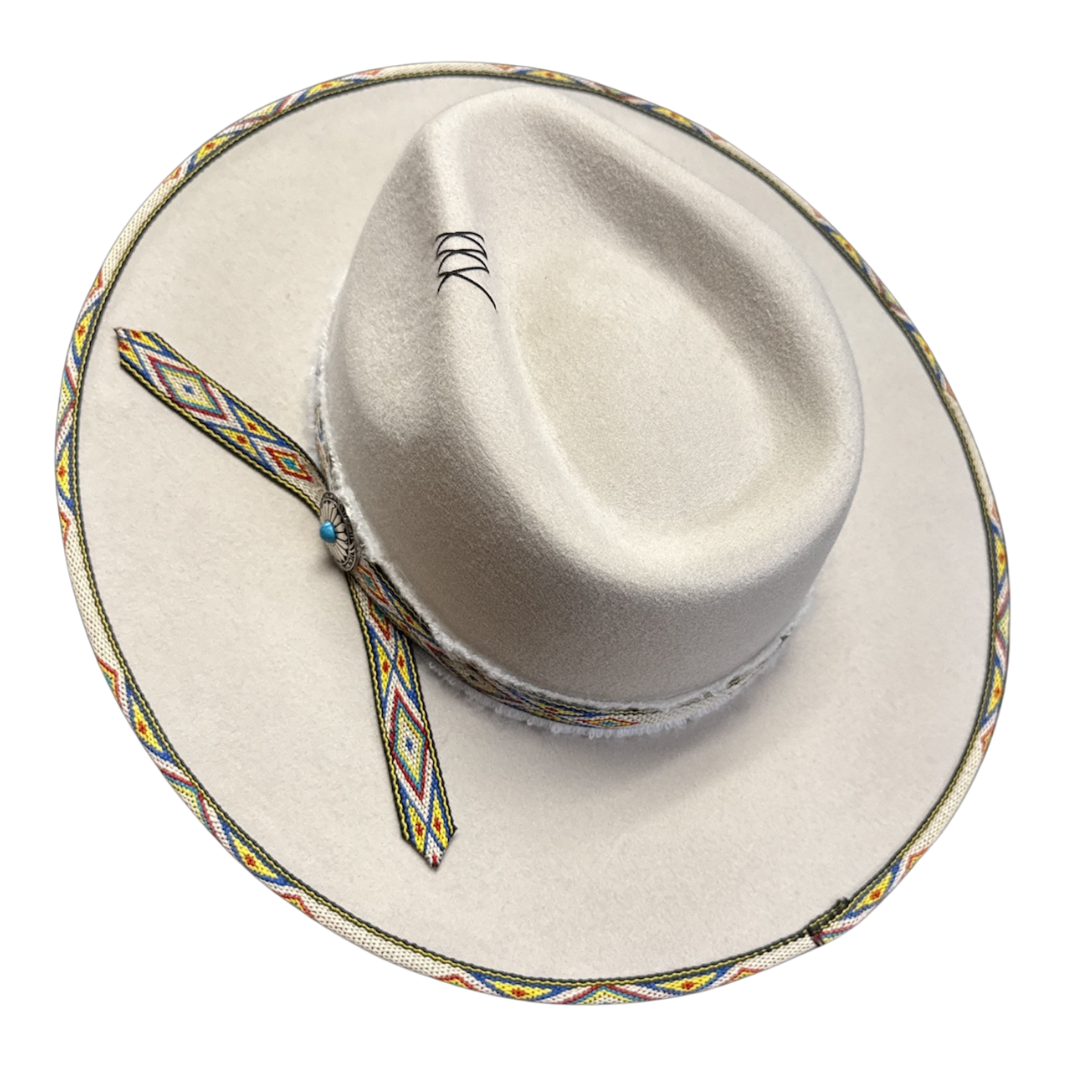New 100% Wool Flat Brim Felt Fedora - Style Lakota