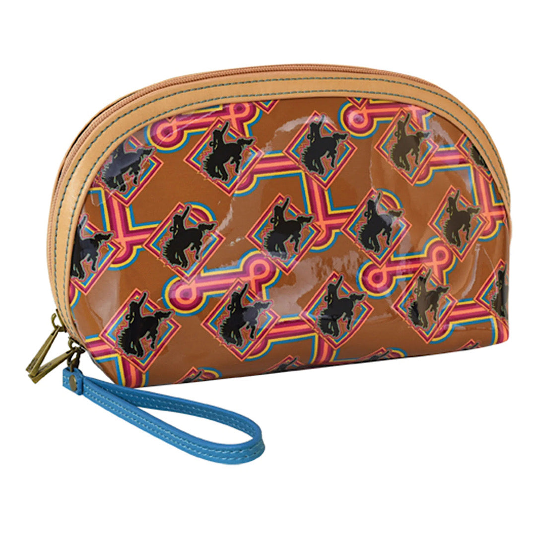 Catchfly Studio - Bronc Glossy Patterned Arched Cosmetic Bag 22019586BRN