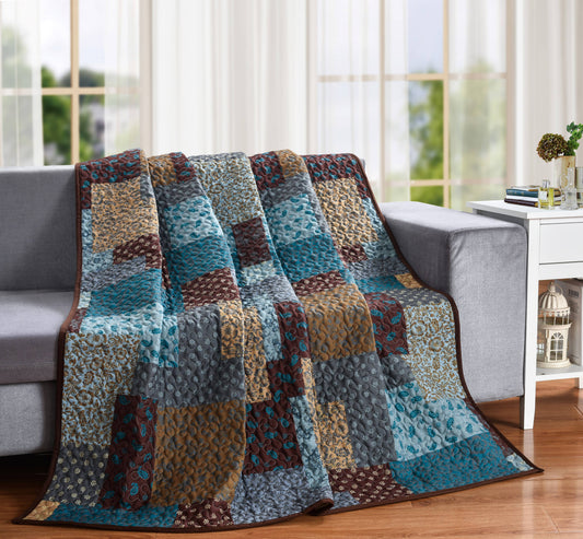 Portage County Line Floral Decorative Throw Quilt Blanket