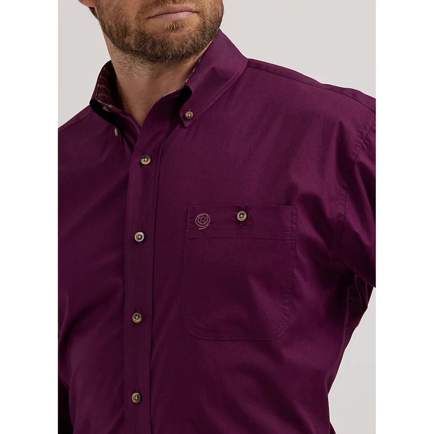 MEN'S GEORGE STRAIT SOLID ONE POCKET BUTTON DOWN SHIRT IN SOLID PLUM