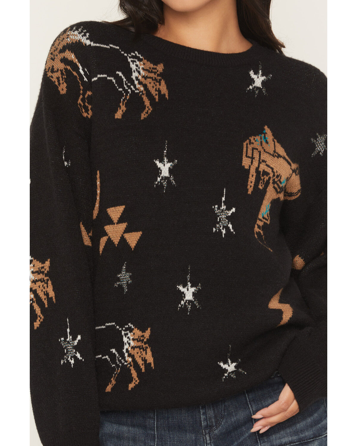 ROCK & ROLL DENIM WOMEN'S CONVERSATIONAL PRINT SWEATER