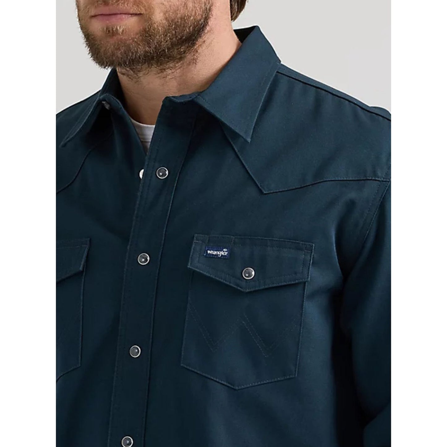 MEN'S WRANGLER® LONG SLEEVE FLANNEL LINED SOLID WORK SHIRT IN BLACK