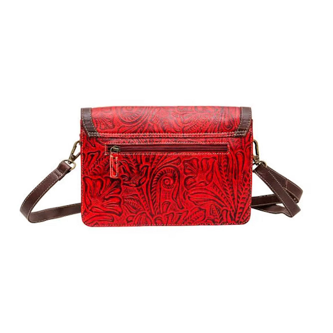 Myra Bag- Muon Leather & Hairon Tooled Handbag S-6560