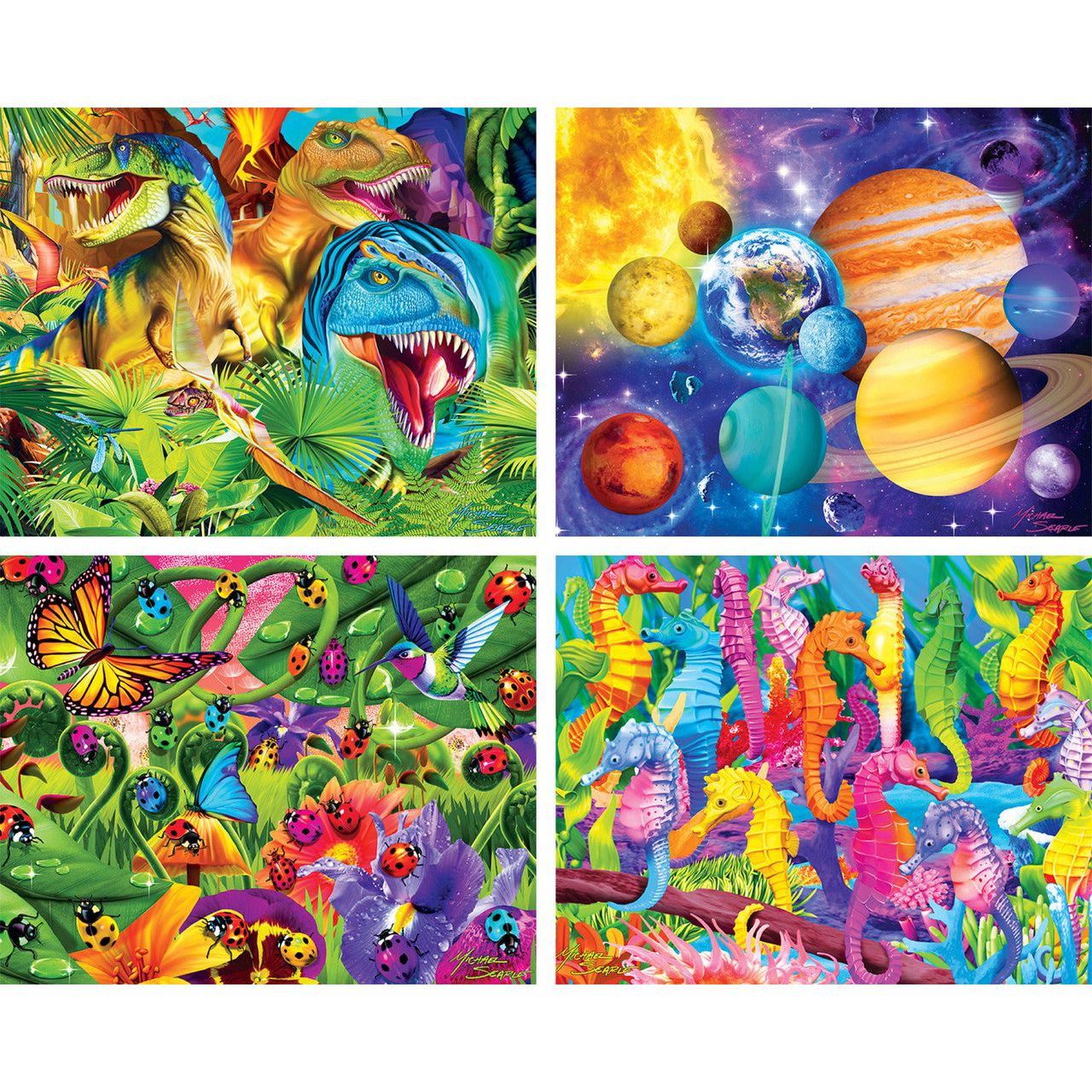 Master Pieces - Glow in the Dark 4 Pack Puzzles (Blue) 100pc 12025