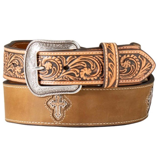 3D Belt Co. Men’s Belt Brown with Crosses D100017102