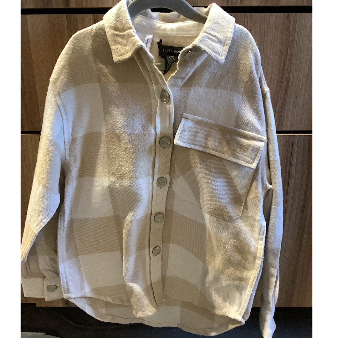 Girls Beige Flannle Button Up Shackett