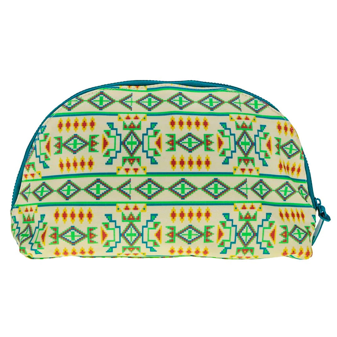 Hooey - Cream with Teal Print Large Travel/Cosmetic Bag MB004-02