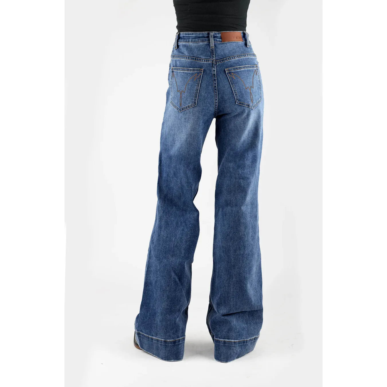 TIN HAUL WOMENS JEANS BUTTON GOLD CURVED EMBROIDERY ON BACK PKT 10-054-0870-4003BU