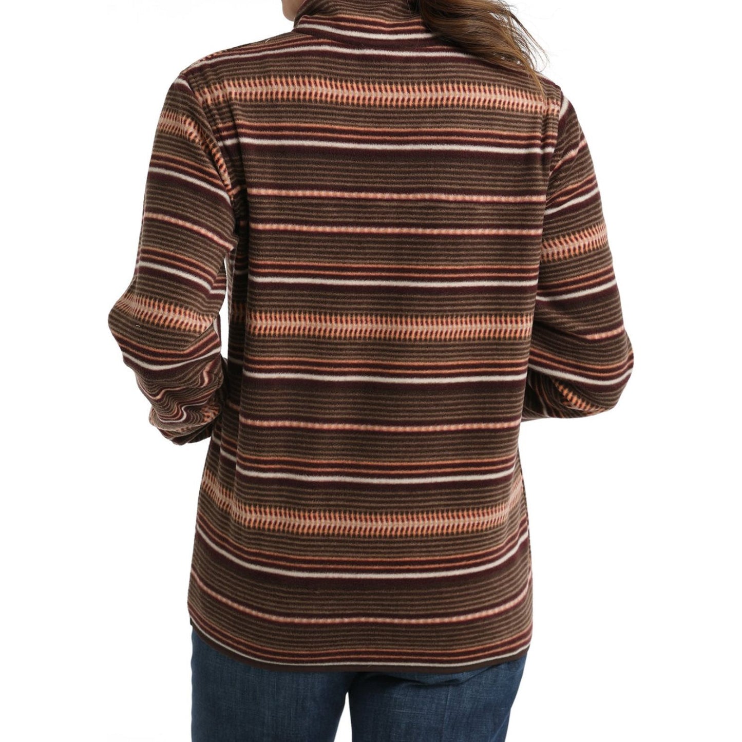 WOMEN'S FLEECE PULLOVER - BROWN/CORAL