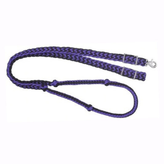 Tough 1 - Black & Purple Braided Poly 7’ Roping Rein 54-915-110-0