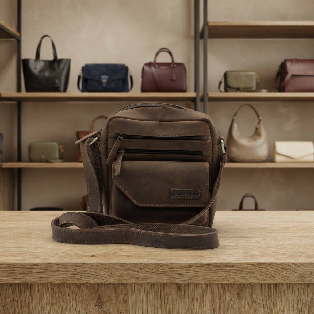 Genuine Leather Crossbody Purse Style – Brown 358