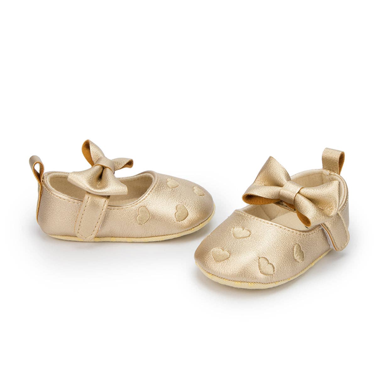 Metallic Gold infant shoes with velcro