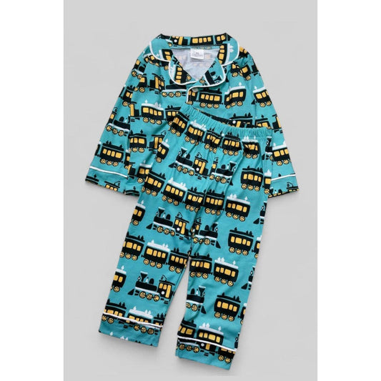 TRAIN PRINTED PAJAMAS SET