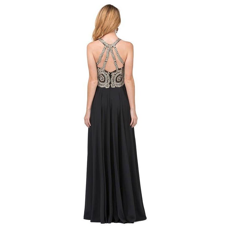 Illusion Halter Neckline and A-Line Skirt Prom