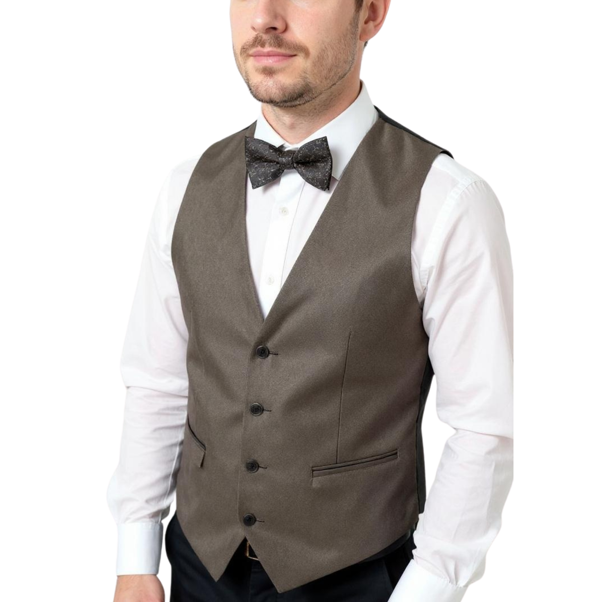Ferrecci Mens PV450 - Brown with Black Back Adjustable Textured Vest Set
