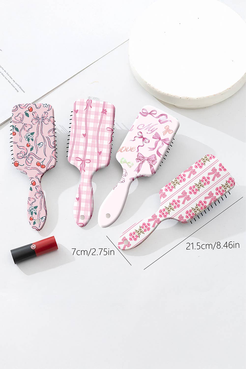 Floral Bow Print Long Handle Air Cushion Brush