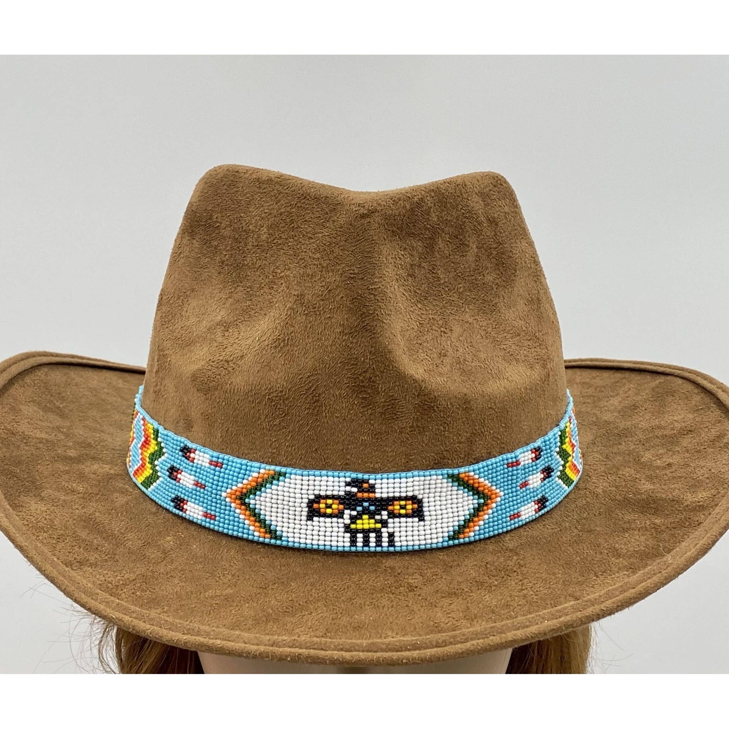 Blue White Red Yellow Seed Beaded Thunderbird Beadwork Cowbo