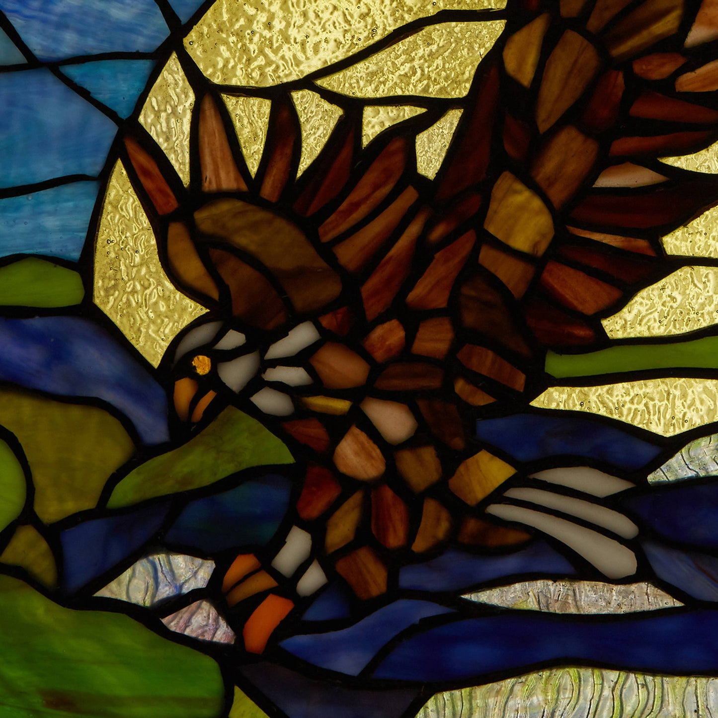 14"H Bald Eagle Stained Glass Window Panel