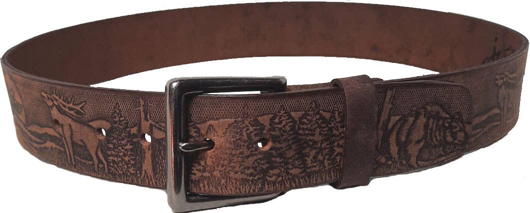 GENUINE LEATHER 40MM FOREST EMBOSSED BELT #1040