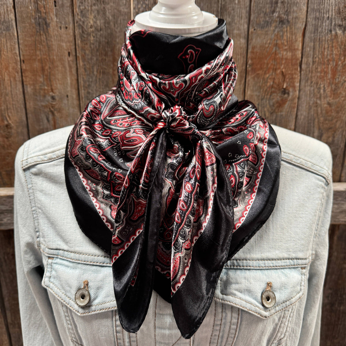 Black and Red Paisley Wild Rag - Western Scarf