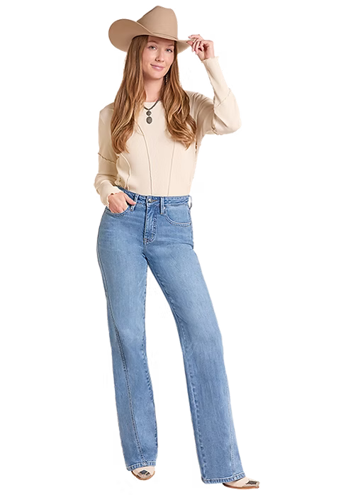 Rock and Roll Ladies Side Panel Wide Leg Jean BW6HD09775