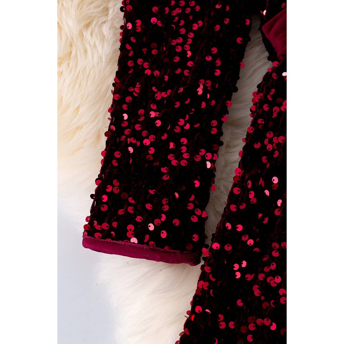 WINE SEQUINS DRESS W/BACK ZIPPER.