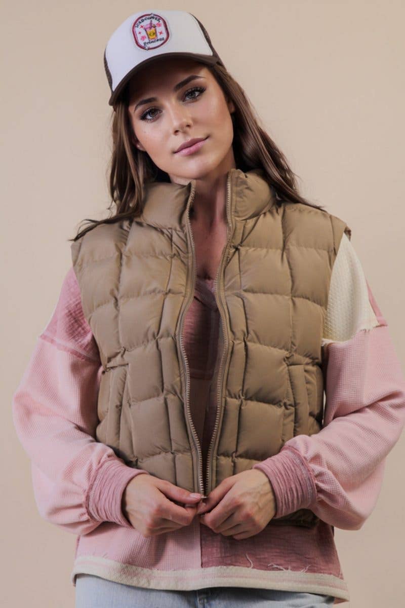 Solid Puffer Padded Warm Vest