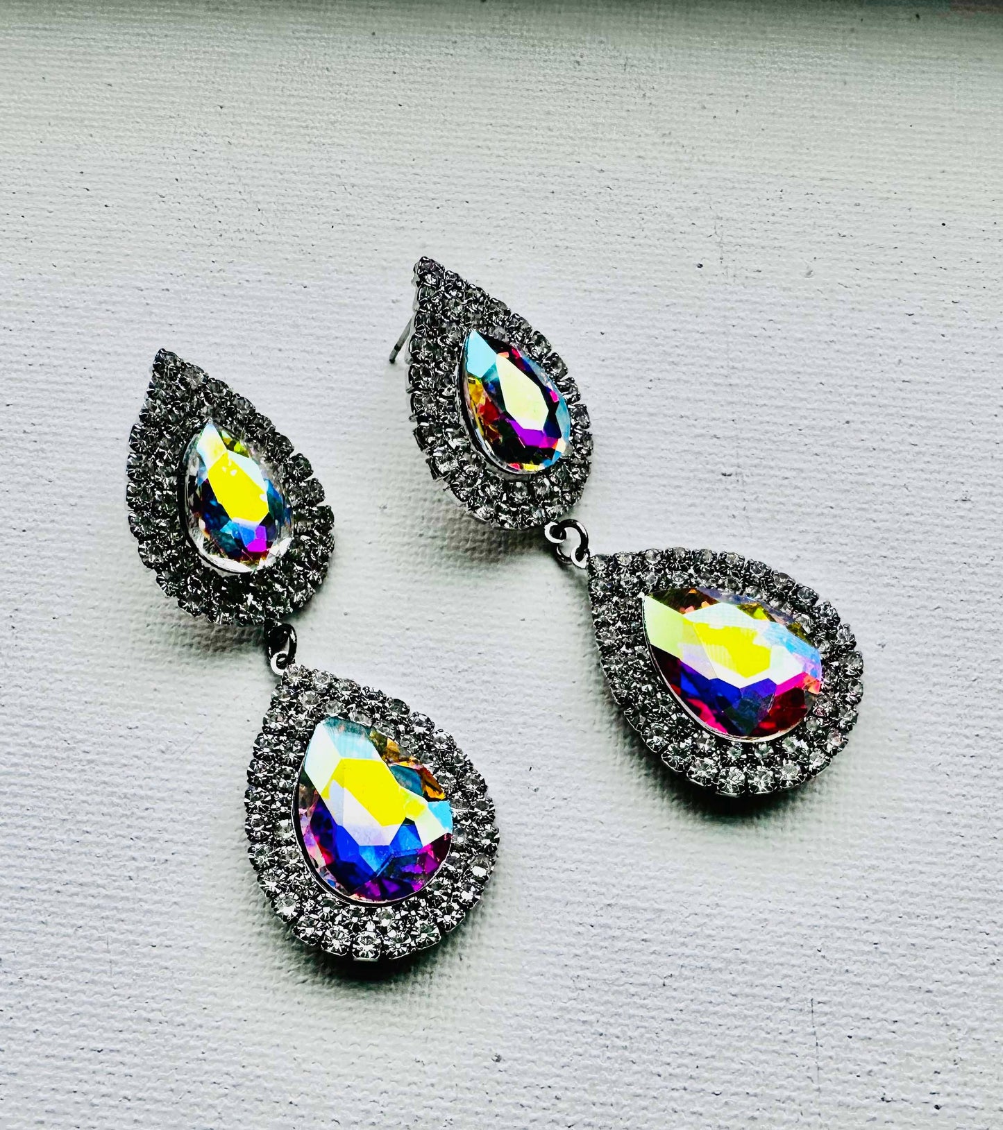 Teardrop Iridescent Dangle Earrings