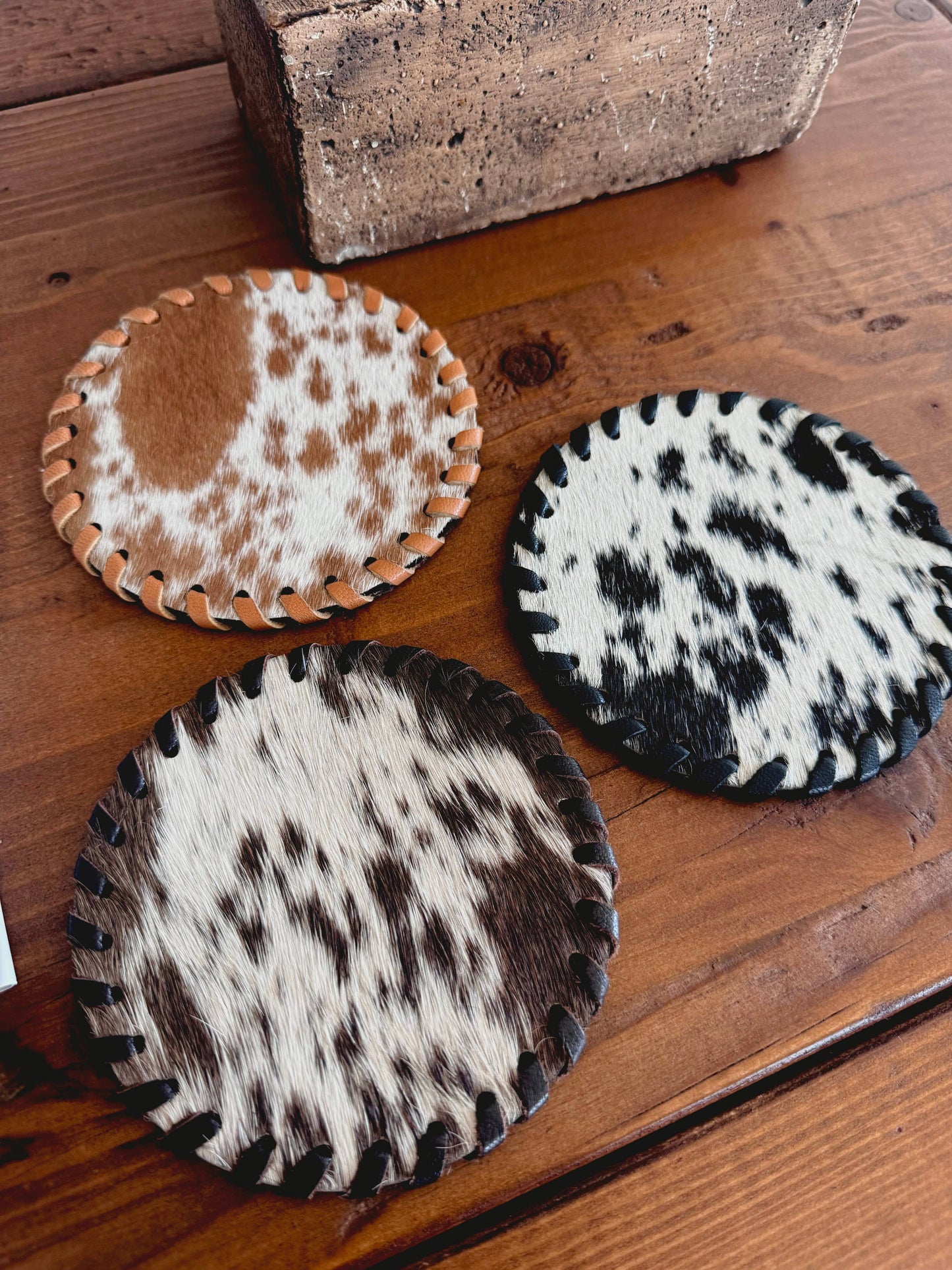 Genuine Cowhide Leather Coasters | Western Hair-On Hide