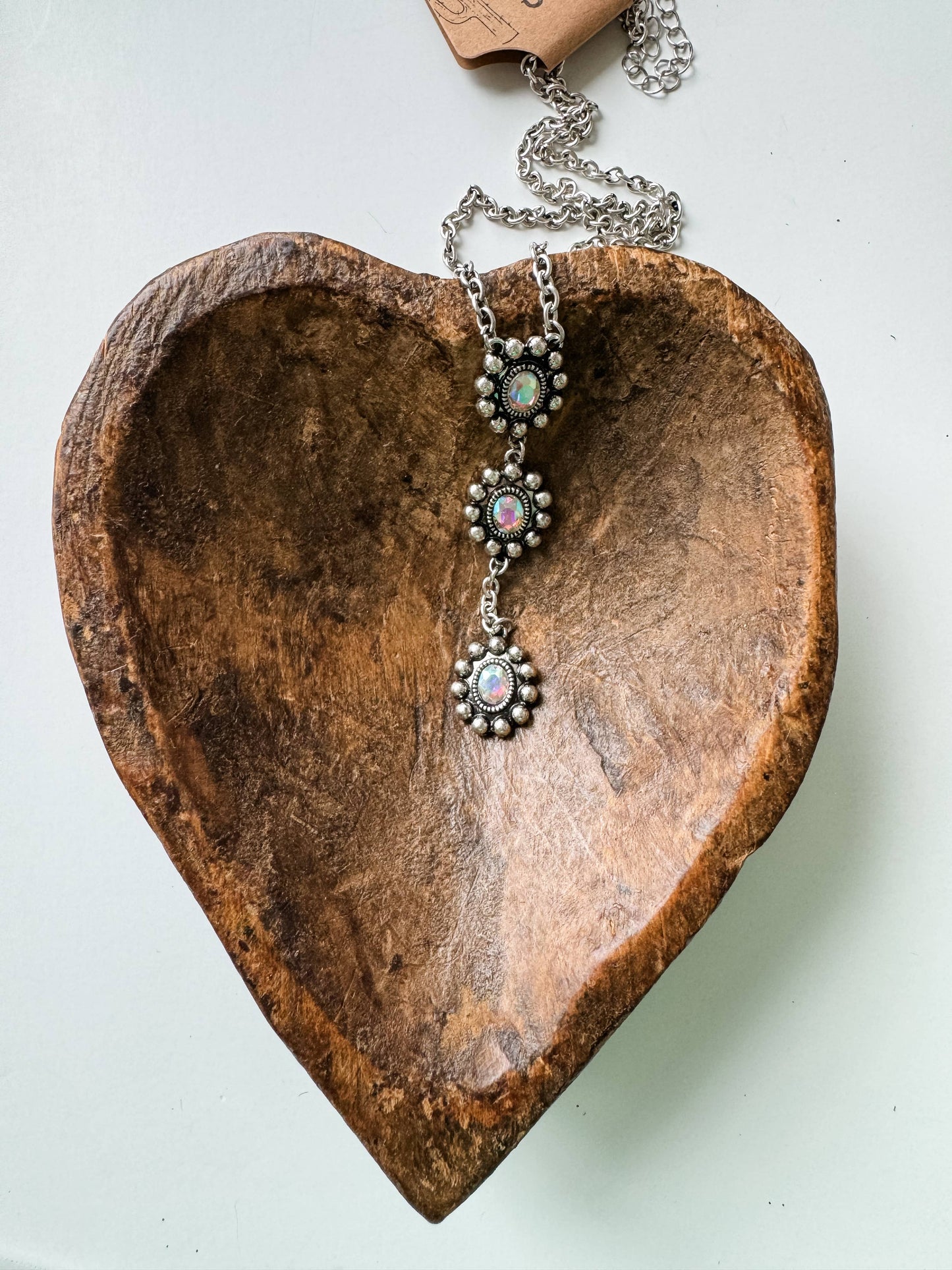 Western Glass Stone Y Necklace 