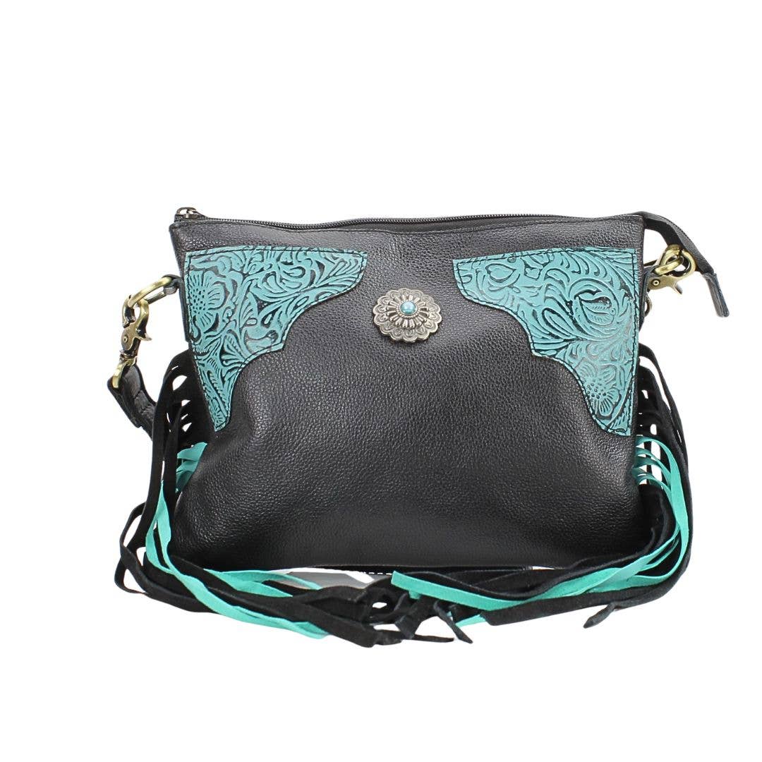 Fringe Concho Crossbody w/ Turquoise Accents # AB 2403