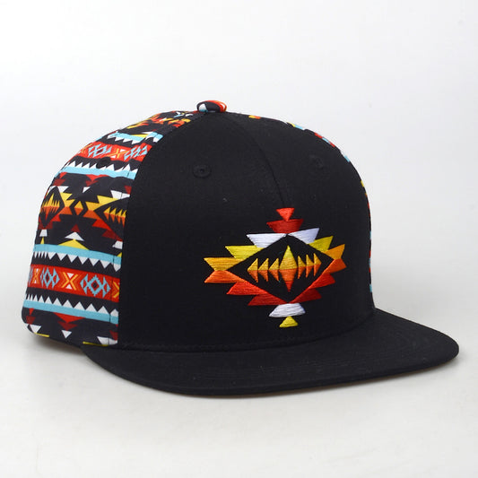 Nu Trendz - 7 Lakes Black & Tribal Print Embroidered Snap Back Men’s Ball Cap LS007