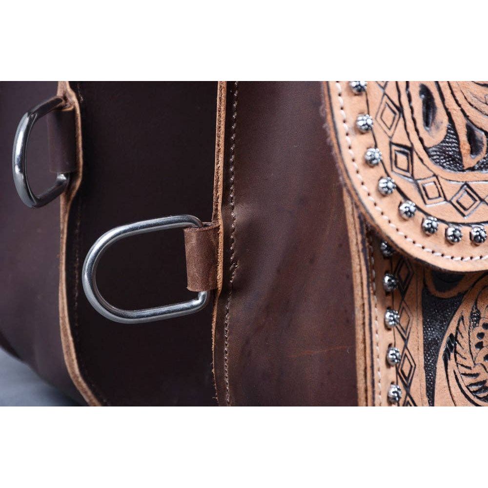 Hilason Floral  Western Horse Leather Saddle Bag Heavyduty Traditional Trail Ride