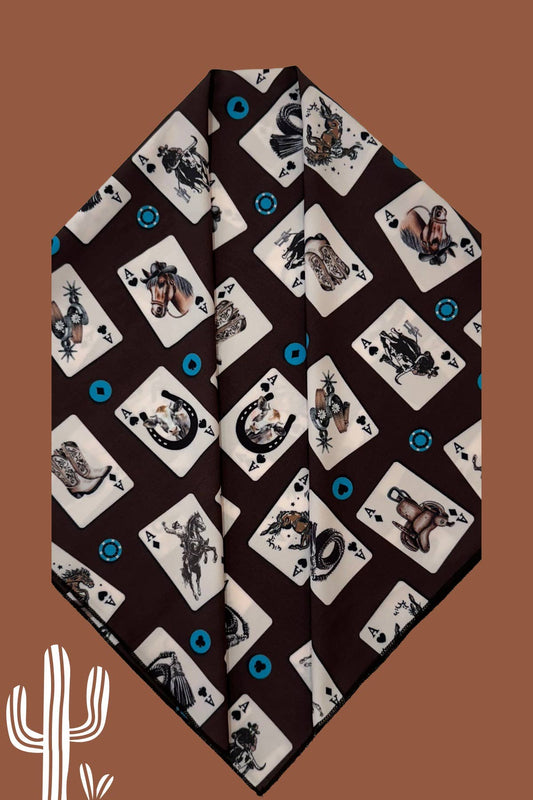 Jade Western Card Print Scarf, Wild Rag SC-6751