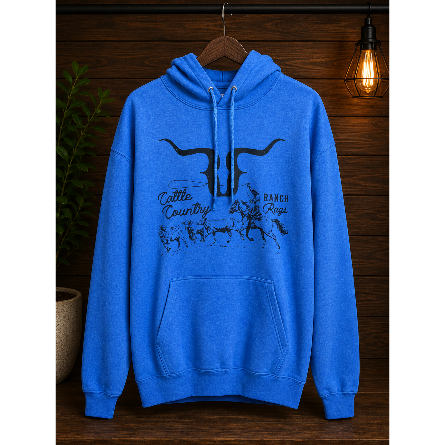 RanchRag's Longhorn Cattle Country Hoodie