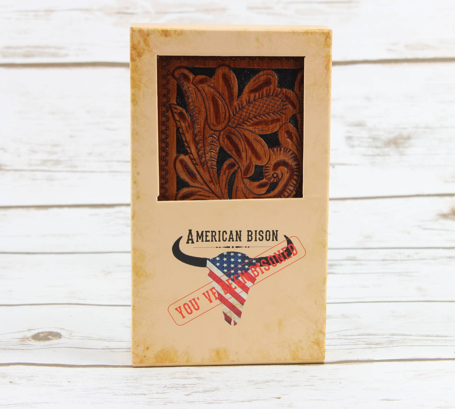 Tooled Leather Men's Rodeo Wallet In Tan AB W04 Tan