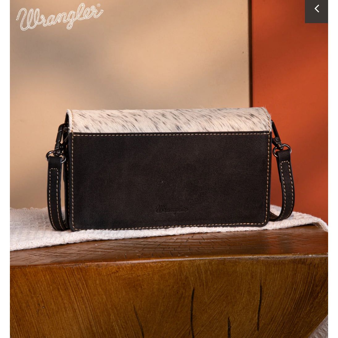 Wrangler Genuine Hair-On Cowhide Wallet/Crossbody WG169-W030BK
