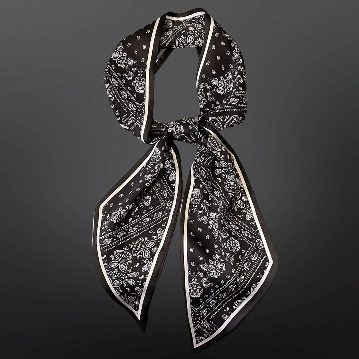 Western Paisley Bandana Print Twilly Satin Scarf