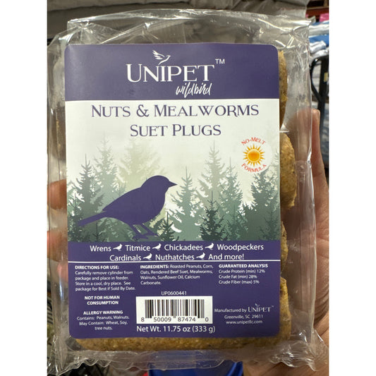 Unipet Nuts & Mealworms Suet Plugs 11.75oz