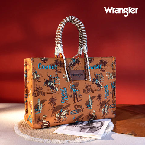 Wrangler Cowboy Dual Sided Print Canvas Tote