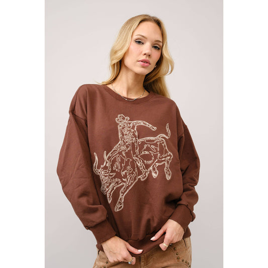Embroidered Western Pullover Sweatshirt - 36327T