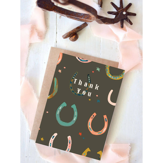 Western Horseshoe Thank You Card, Cowgirl Grateful Card